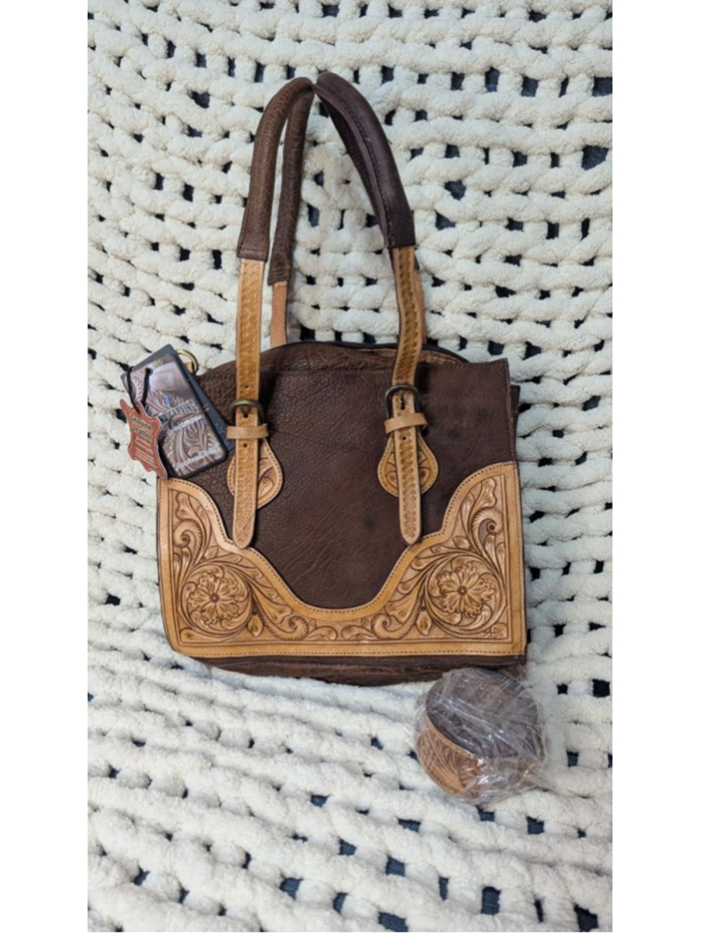 American Darling Genuine Leather Western Tote Purse | Hand Tooled Floral Design